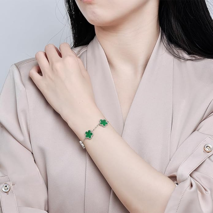 18K Gold-Plated Four Leaf Clover Bracelet for Women,Adjustable lucky Bracelet Set Jewelry Gift-Hypoallergenic Charm for Birthdays, Wellness & Daily Wear