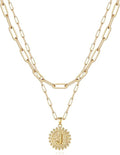 Yoosteel Valentines Gifts for Women Her - Gold Layered Initial Necklaces for Women 14K Gold Plated Dainty Layering Paperclip Link Chain Necklace Coin Initial Necklace Birthday Gifts for Teen Girls