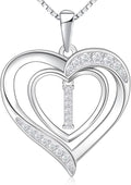 RIVIKO Heart Initial Necklace for Women, 925 Sterling Silver Letter Pendant,Personalized Charm Alphabet Jewelry Valentines Mother's Day Anniversary Christmas Birthday Gifts for Women Her Mom Wife
