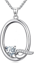 Valentines Day Gifts for Women Alphabet A to Z Initial Birthstone Pendant Necklaces for Women - 18k White Gold Plated Personalized Name Jewelry Valentine Mothers Day Birthday Gifts for Women Her Girlfriend