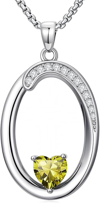 Valentines Day Gifts for Women Alphabet A to Z Initial Birthstone Pendant Necklaces for Women - 18k White Gold Plated Personalized Name Jewelry Valentine Mothers Day Birthday Gifts for Women Her Girlfriend