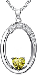 Valentines Day Gifts for Women Alphabet A to Z Initial Birthstone Pendant Necklaces for Women - 18k White Gold Plated Personalized Name Jewelry Valentine Mothers Day Birthday Gifts for Women Her Girlfriend
