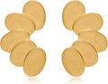 Chunky Gold Statement Earrings For Women Gold Plated Sectored Flower Leaf Shell Angel Wing Earrings Trendy Boho Jewelry For Women Large Stud Earrings Hypoallergenic Earrings
