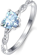 1.25ct Womens Heart Promise Ring, 925 Sterling Silver Heart Cut Created Emerald/Sapphire/Amethyst/Ruby/Cubic Zirconia/Opal Twisted Vine Engagement Ring for Women Size 5-10