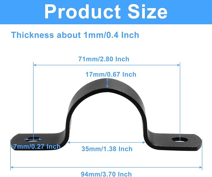 12Pcs Two Holes Pipe Strap 1.38" U Bracket Clamps | Heavy Duty, Rigid Strap Clip - Image 3