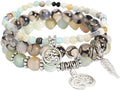 UEUC Tree of Life Yoga Healing Stone Bracelets,Multilayer Lotus Chakra Stone Reiki Bracelet Sets,Anxiety Crystal Natural Stone,for Women Stress Relief