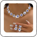 Unicra Bridal Wedding Jewelry Set Silver Rhinestone Necklace Earrings Sets Formal Costume Jewelry for Women and Brides