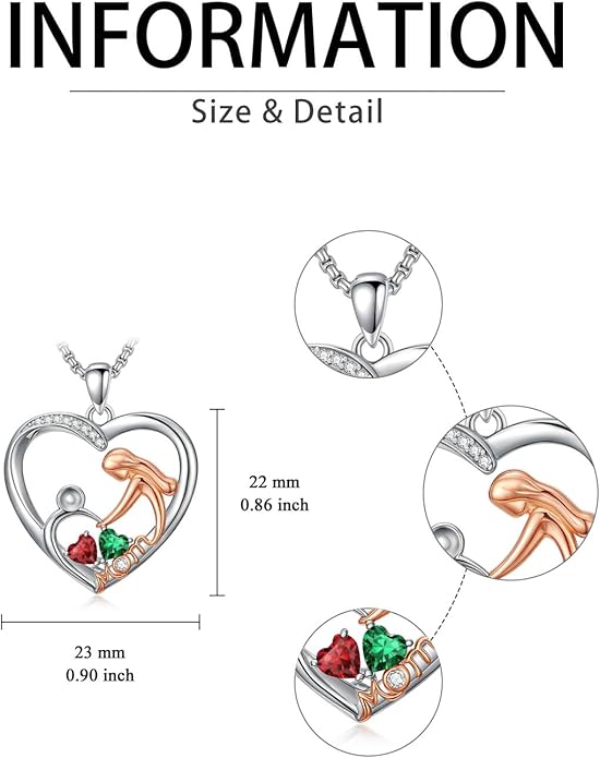 Valentines Day Gift for Mom Mother Daughter Necklace Birthstone Necklaces for Women Anniversary Jewelry Valentine Mothers Day Christmas Birthday Gifts for Mom Women Her Wife Girlfriend