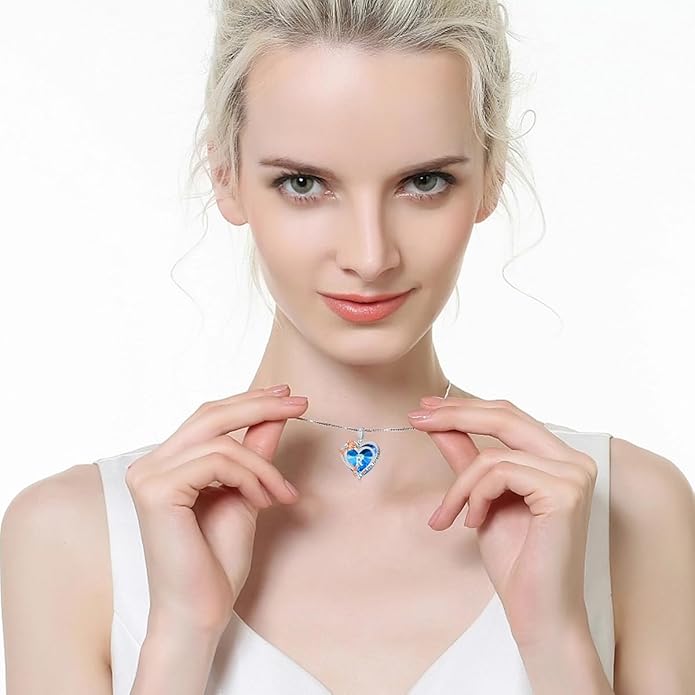 PELOVNY Rose Heart Initial Necklaces for Women S925 Sterling Silver Alphabet Letter Crystal Necklace Initial Pendant Jewelry Gifts for Mom Daughter Wife
