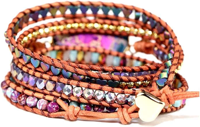 ZOSOJONA Women Wrap Bracelets Boho Natural Stone Jasper Turquoises Strand Bracelet Jewelry Collection