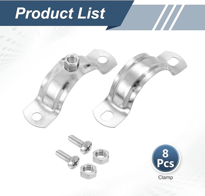 HARFINGTON 8 Pcs Adjustable Pipe Bracket Clamps 1-9/16" Stainless Steel Wall - Image 3