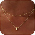 Valentines Day Gifts for Her - Bubble Letter Necklace Layered 14K Gold Plated Initial Necklaces for Women Dainty Cute Choker Pendant Stack Jewelry Fashion Accessories Teen Gift Trendy Stuff