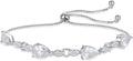 Teardrop Birthstone Bracelet for Women, S925 Sterling Silver Pear Cut Cubic Zirconia Bracelet Dainty Adjustable Chain Jewelry Gift for Her