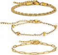 18K Gold Plated Bracelet Sets for Women Waterproof - Trendy Thin Dainty Stackable Cuban Link Paperclip Snake Twisted Chain Fashion Jewelry Accessories Gifts for Women