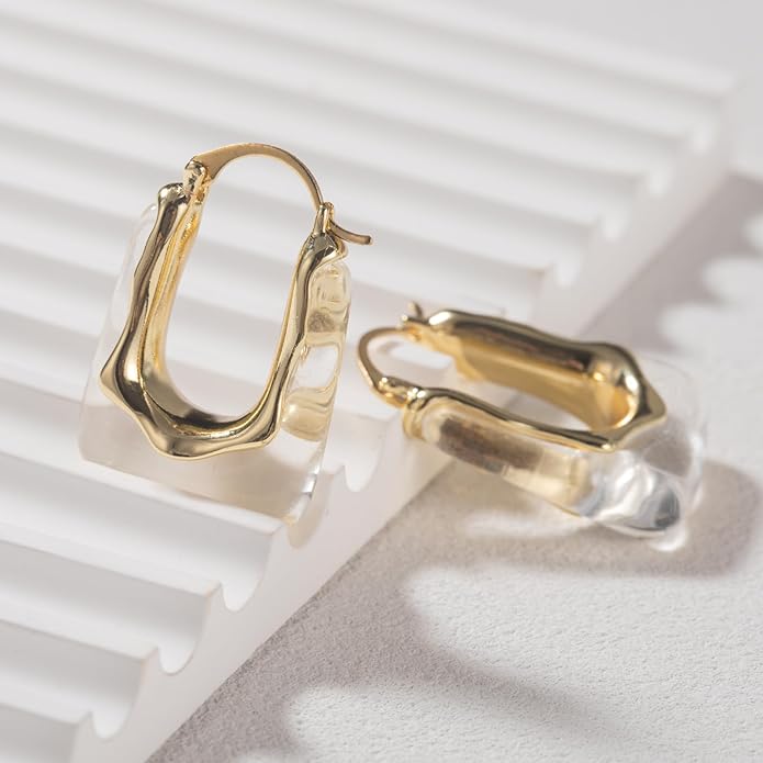 Acrylic Hoop Earrings Chunky Huggie Statement Vintage Earrings Cute Resin Drop Earring Trendy Jewelry Gifts for Women