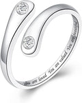 Fookduoduo 925 Sterling Silver Ring Inspirational Jewelry adjustable Wrap Open Rings for Women