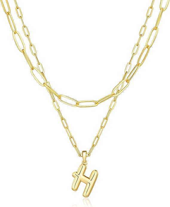 adoyi Valentines Day Gifts for Women Hers Dainty 14K Gold Plated Heart Initial Necklaces Layered Letter A-Z Pendant Necklace Stack Trendy Jewelry Birthday Valentines Day Gifts for Women Jewelry