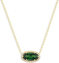Belacqua Gemstone Necklace in 14K Gold Plated Sterling Silver, Oval Pendant Size 6 * 12mm, 15" Cable Chain with 2" Extender, Spring Ring Clasp, Dainty Birthstone Necklace for Women, Gift Box Included