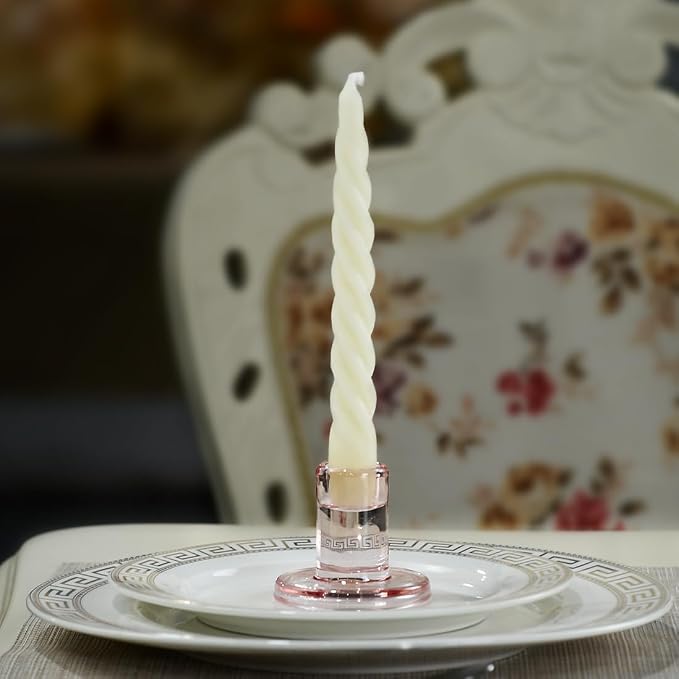 Beeswax Taper Candles Set of 4, Spiral Taper Candle Dripless Short Candle Sticks - Image 5