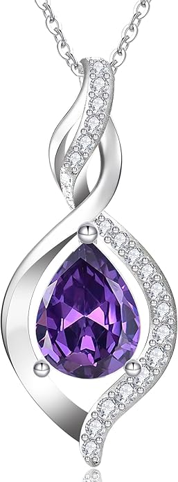 RIVIKO Valentines Day Gifts for Her-Infinity Birthstone Necklace for Women,925 Sterling Silver Teardrop Necklace, Womens Jewelry Birthday Gifts for Women Friend Her Mom Wife Lady