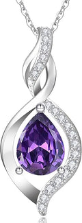 RIVIKO Valentines Day Gifts for Her-Infinity Birthstone Necklace for Women,925 Sterling Silver Teardrop Necklace, Womens Jewelry Birthday Gifts for Women Friend Her Mom Wife Lady