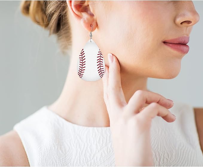 Baseball Teardrop Earrings For Women Friends Sport Ball Athletes Soccer Football Dangle Earrings Water Drop Earrings Leather Earrings