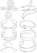 8PCS Upper Arm Cuff Bracelets for Women Gold Silver Arm Band Cuff Bangle Bracelet Adjustable Minimalist Coil Armband Armlet Set
