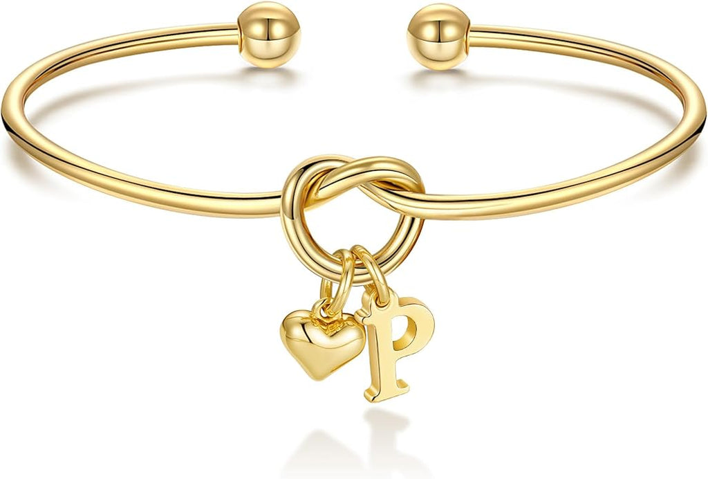 M MOOHAM Valentines Gifts for Her Teen Girls - Knot Initial Bracelets for Women Bridesmaids Proposal Gift Bridesmaid Gift Heart Initial Bracelet Friendship Bracelets Valentines Gifts for Women Sister