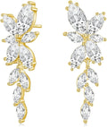 EAMTI Silver Dangle Earrings for Women Cubic Zirconia Marquise Bridal Wedding Earrings 925 Sterling Silver Post Engagement Earring