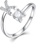 STARCHENIE Adjustable Initial Ring for Women 925 Sterling Silver Letters A-Z 26 Alphabet Rings Size 7