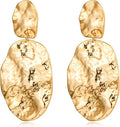 Chunky Gold Earrings for Women - Hammered Gold Plated Dangle Drop Jewelry Gifts