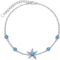 WINNICACA 925 Sterling Silver Anklets for Women Adjustable Beaded Butterfly Opal Anklet Bracelet Foot Chains Jewelry Gifts for Women Beach Birthday Christmas Gift
