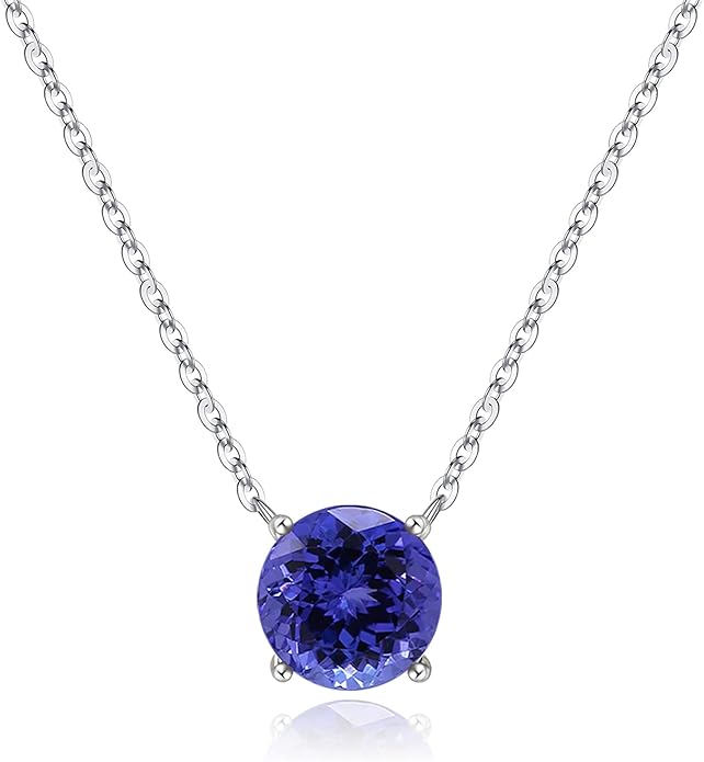 Ursilver Valentines Day Gifts for Her - Birthstone Necklace for Women, S925 Sterling Silver Round Birthstone Necklace Birthday Gifts 12 Months Necklaces for Women Jewelry Gift