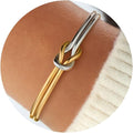 Turandoss Gold Knot Bangle Bracelets for Women - Dainty 18K Gold Plated Cuff Bangle Bracelets for Women Trendy Personalized Open Love Knot Bracelet Adjustable Cuff Bracelet Valentine Gifts for Her