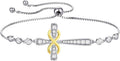 YL Cross Bracelet 925 Sterling Silver Infinity Sideways Link Bracelet Birthstone Jewelry for Women