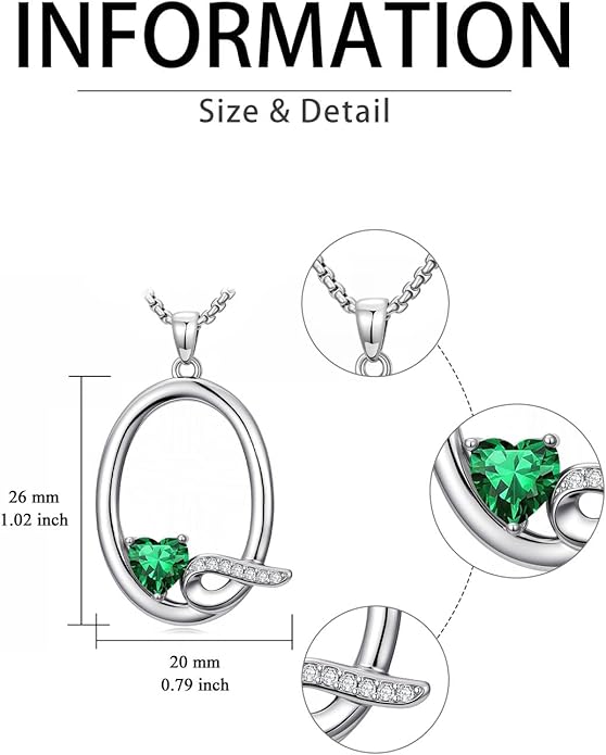 Valentines Day Gifts for Women Alphabet A to Z Initial Birthstone Pendant Necklaces for Women - 18k White Gold Plated Personalized Name Jewelry Valentine Mothers Day Birthday Gifts for Women Her Girlfriend