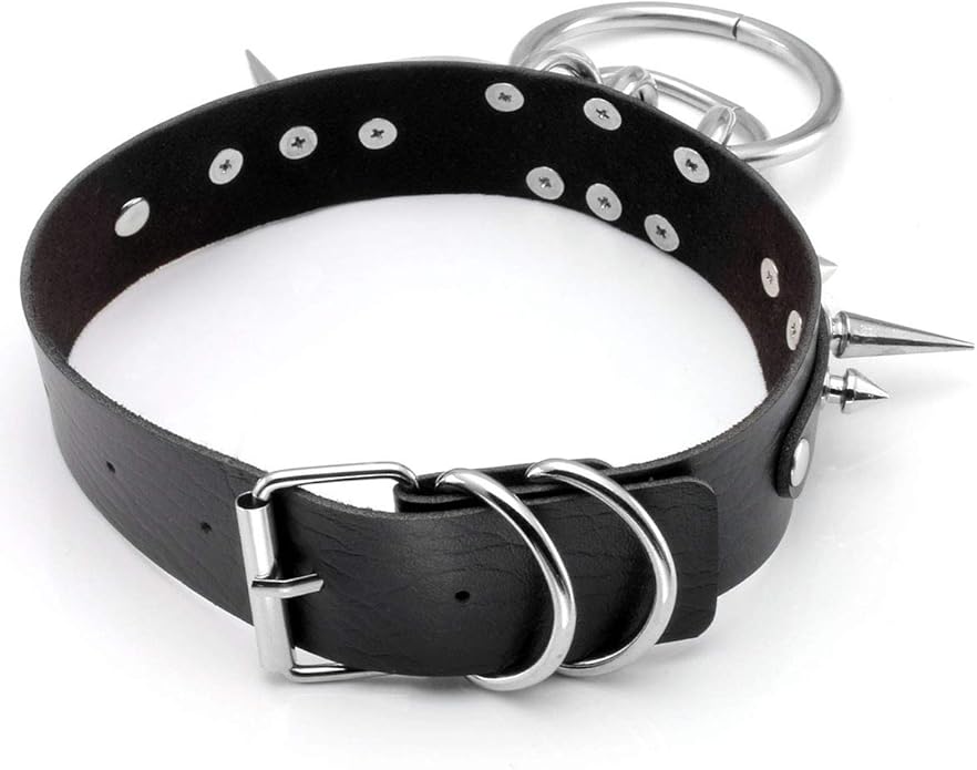 Eigso Vintage Punk Goth Studded Rivet Pu Leather Collar Choker Necklace with Spikes Adjustable