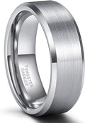 Frank S.Burton 3mm 4mm 6mm 8mm Black/Silver/Rose Gold Tungsten Rings for Women Men Wedding Band Engagement Ring Comfort Fit Beveled Edges Size 4-15