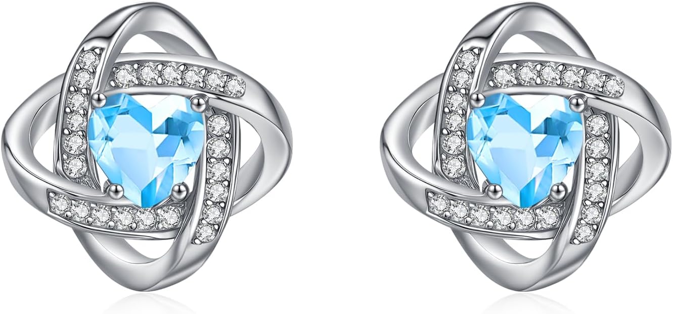 MEDWISE 925 Sterling Silver Birthstone Stud Earrings for Women Birthday Jewelry Gifts for Daughter Mother Women Valentines Day Gifts for Her