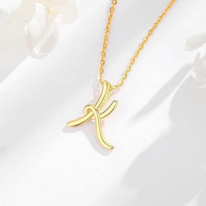 EUDORA Sterling Silver Initial Necklaces for Women, Classic 26 Letter Neckless Gifts for Girls, Sister, Mother Daughter, 18 inch Chain