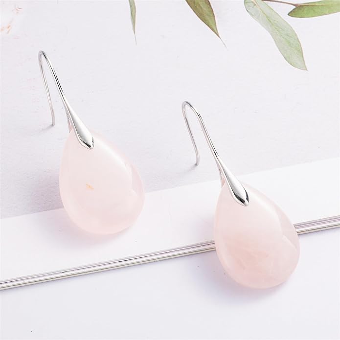 SELOVO Agate Teardrop Stone Grey Drop Earrings Fishhook Dangle Earrings for Women