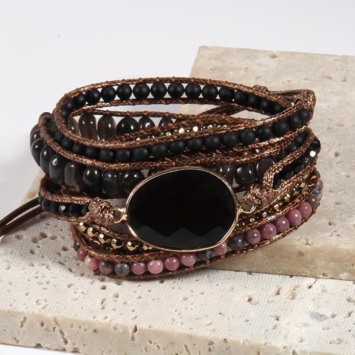 ZOSOJONA Women Wrap Bracelets Boho Natural Stone Jasper Turquoises Strand Bracelet Jewelry Collection