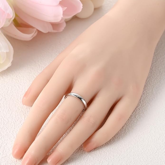 Parmuz 925 Sterling Silver Adjustable Ring for Woman Stackable Open Lucky Ring Eternity Bands Dainty CZ Statement Engagement
