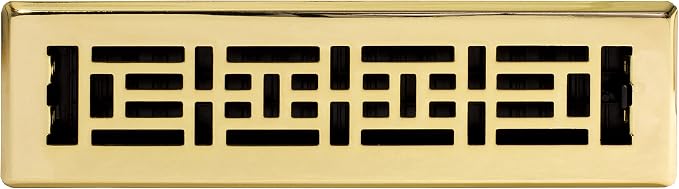 Decor Grates AJH212 2-inch by 12-inch Oriental Floor Register, Polished Brass - Image 3
