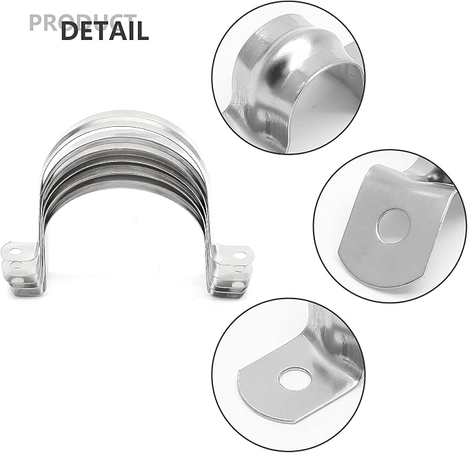 10Pcs 2.5 Inch Stainless Steel Conduit Clamps | Two Hole Strap, U Bracket Rigid - Image 3