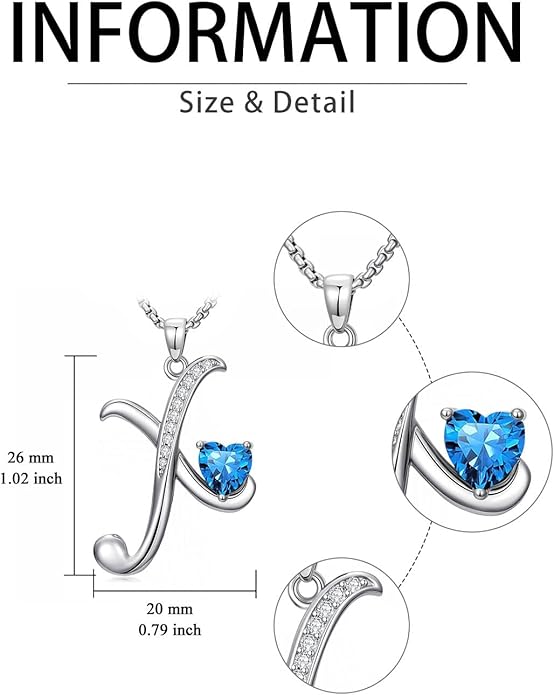 Valentines Day Gifts for Women Alphabet A to Z Initial Birthstone Pendant Necklaces for Women - 18k White Gold Plated Personalized Name Jewelry Valentine Mothers Day Birthday Gifts for Women Her Girlfriend