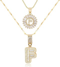 Letter Necklace 14k Gold Plated Bling Dainty Necklaces Trendy Chunky Custom Name Necklace Personalized Round Circle Pendant Zirconia Letters Name Crystal Jewelry Gifts for Women