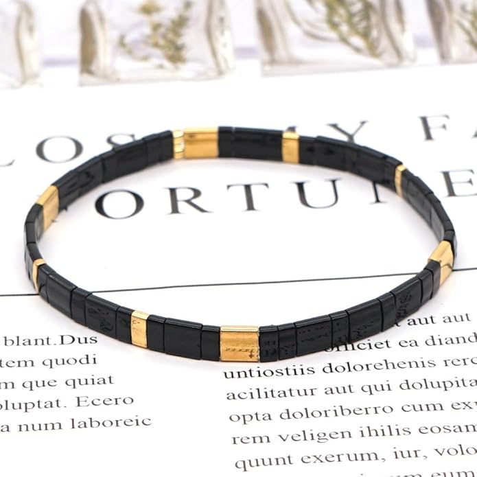 Sonateomber Tila Flat Beaded Stretch Bracelets for Women, Trendy Unique Colorful Square Beads Handmade Stack Bracelet Friendship Accessories Fashion Jewelry Gift