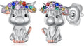 Axolotl/Highland Cow/Panda/Giraffe Stud Earrings 925 Sterling Silver Cute Animal Earrings with with Colored Zircon Animal Jewelry Gift for Girls Women