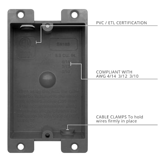 HXH Old Work Box 1-Gang Shallow PVC Mounting Tabs, 8 cu. Inches Electrical - Image 5